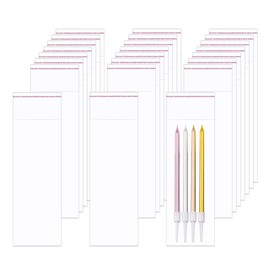 BornFeel Cellophane Bags 3 x 8 Crystal Sealed Clear Bags 100pcs Long Adhesive Cello Bags 1 Mil for Bakery Cookies Candies Jewelry Crafts Candles (8 Sizes to Choose from)