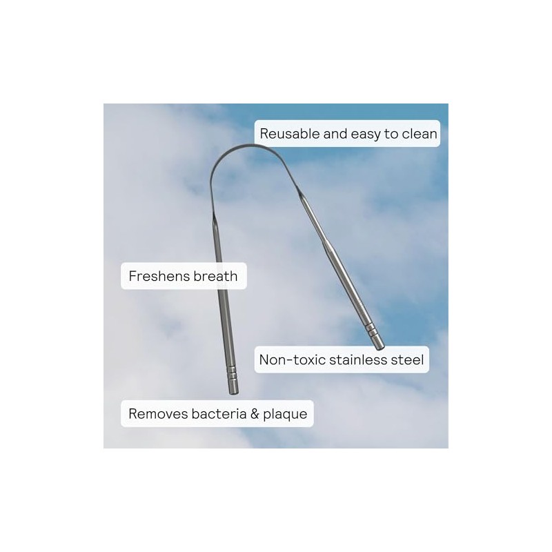 HUPPY Limpiador lingual de acero inoxidable: raspador lingual reutilizable para