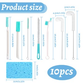 10pcs Ice Machine Cleaner Brush Sets,Ice Machine Cleaner,Ice Maker Cleaner Tablets,Countertop Ice Maker Cleaner,Active Ice Machine Cleaner Tablets for Crevice & Tight Spaces with 1pcs Cleaning Sponge