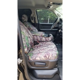 Durafit Seat Covers,D1332-HTC, HTC Camo Endura for 2013-2019 and 2020 Classic Ram Front 40/20/40 Split Bench with Opening Center Console. 20 Section seat Bottom Does Open.