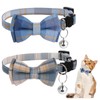 2Pcs Cat Collar Breakaway Bowtie with Bells, Blue and White