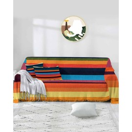 Gsypo Abstract Couch Cover, Colorful Stripes Sofa Cover for 3 Cushion Couch Sectional Couch Slipcover Throw Sofa Covers Washable Pet Couch Cover Furniture Decor, 71"x150"