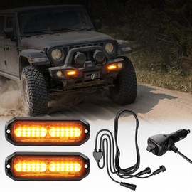 WINECO Green White led strobe lights for trucks, Emergency Strobe Lights Kits for construction Vehicles LED Surface Mount Grill Grille Light Flashing Warning lights With Digital Controller 12 LED
