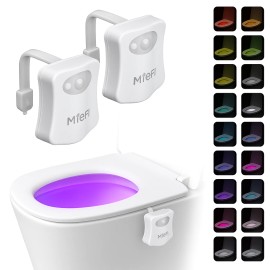 MIEFL Toilet Light Motion Sensor 16 Colors Changing LED Glow Bowl Inside Toilet 2 Pack