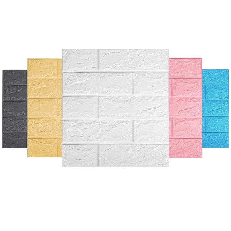 3D Foam Brick Wall Panels, Self-Adhesive, Waterproof, 10 Pack, White