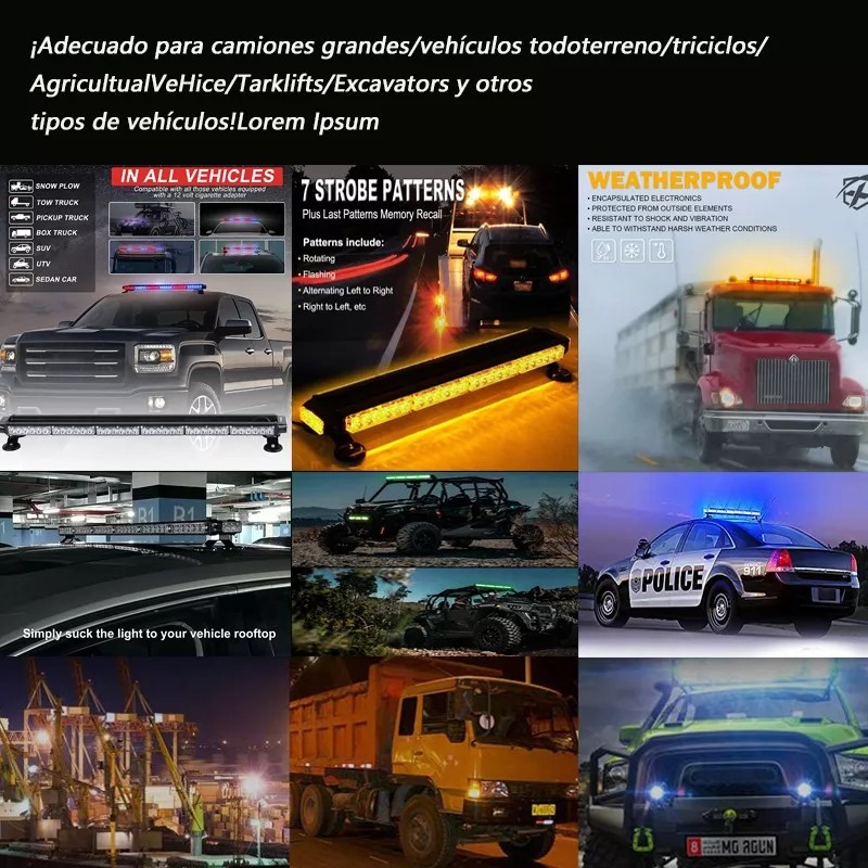 PUNKZZ Barra Torreta Estrobo Codigo Leds Con Base Magnética 26