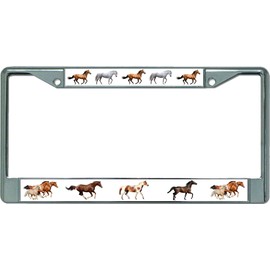 Wild Horses Chrome License Plate Frame