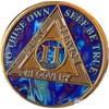 2 Year AA Medallion Sapphire Blue Swirl Tri-Plate Sobriety Chip