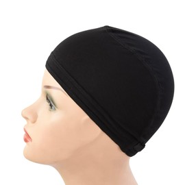 Bamboo Fiber Wigs Cap Soft Comfortable Elastic Fiber Wigs Cap with Adjustable Strap for Wig Making (Black)