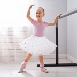 Sibba Sparkle Tutu Skirt Princess Ballet Dance Skorts 3 Layered Tulle Sequin Star Skirts Role-Playing Easter Day Cosplay Christmas Parties for Girls Toddler 2-7 Years Sports Outdoor Clothing (White)