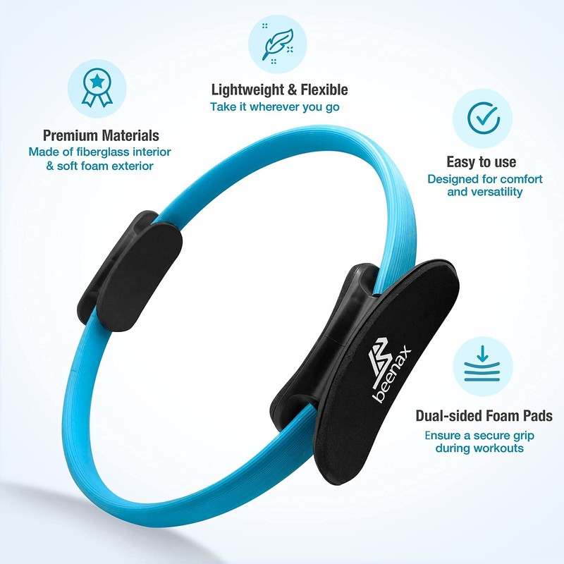 beenax Pilates Ring - Double Handle Exercise Circle, Fitness Magic