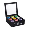 Relaxdays Tea Box, 9 Compartments, Tea Bag Storage, MDF, Acrylic,
