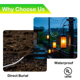 Comdourt 50FT SPT-2 16/2 Low Voltage Landscape Wire, UL Listed 16 Gauge 2 Conductor Electrical Wire, 16 AWG Wire Stranded Tinned Copper Cable for LED Strips Lamps Lighting, White