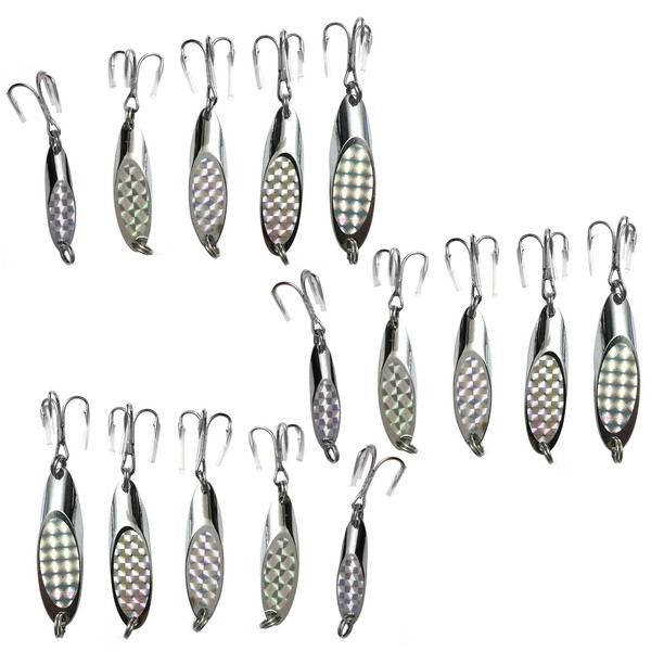 15pcs Fish WOW! 1/2oz, 3/4oz, 1oz, 1-1/2oz, 2oz Fishing Kast