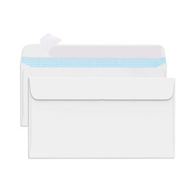Packpal Self-Seal Envelopes #6 3/4 Security White 100 Pack for Mailing Checks, Bills, and Letters