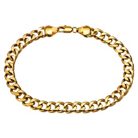 kelistom Gold Cuban Link Anklet Bracelet for Women Men, 7mm Wide 14K Gold / 18K Gold/White Gold Plated Diamond Cut Curb Chain Ankle Bracelets for Women Men 9 10 11 inches
