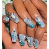 Sethexy 30Pcs Cat Eye 3D Press on Nail Blue Ombre