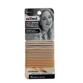 Scunci Color Match Blonde Elastics No Damage, Comfy Hold, 16 Count