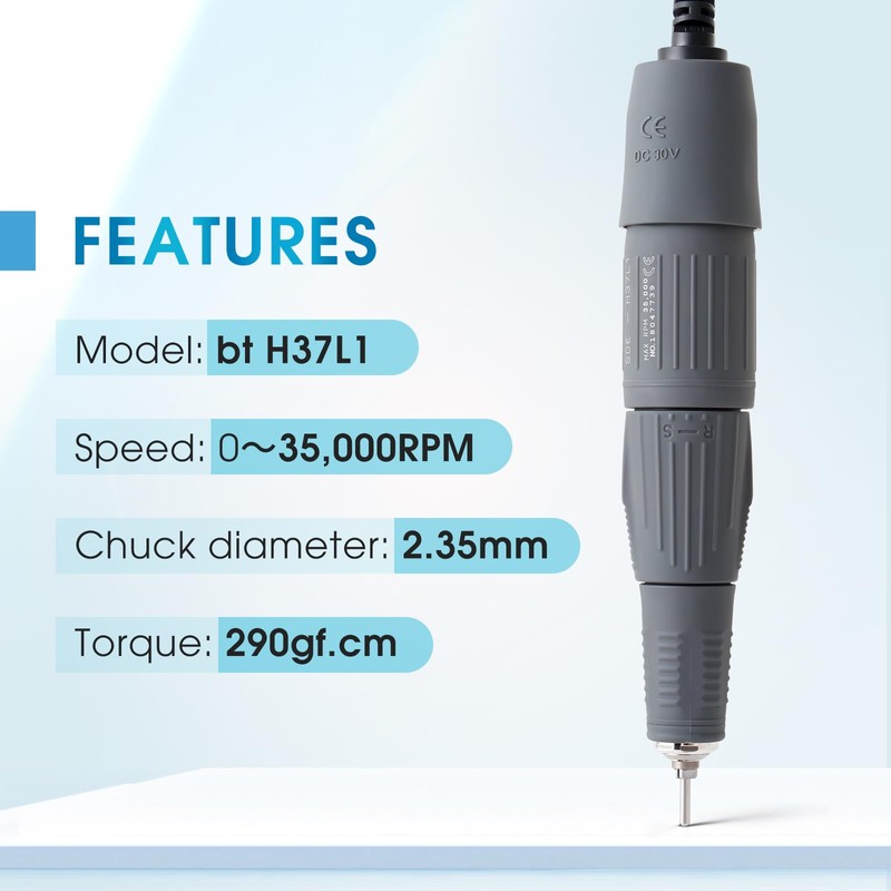 35K RPM Micromotor Handle, H37L1 Micro Motor for Jewelry, Ceramics,