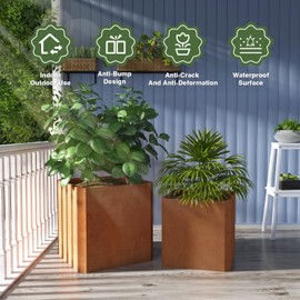 GJWCVL Corten Steel Planter Box-24”x24 x24-Outdoor Planters-Cube Large Square Planter Heavy Duty Rustic Metal Flower Pot Commercial Residential for Porch Hotel Patio Yard