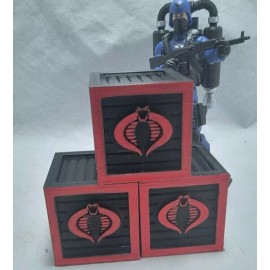 3x Custom 3D Printed GI Joe RAH 3.75” Scale Cobra Weapon Crates Terrain Diorama