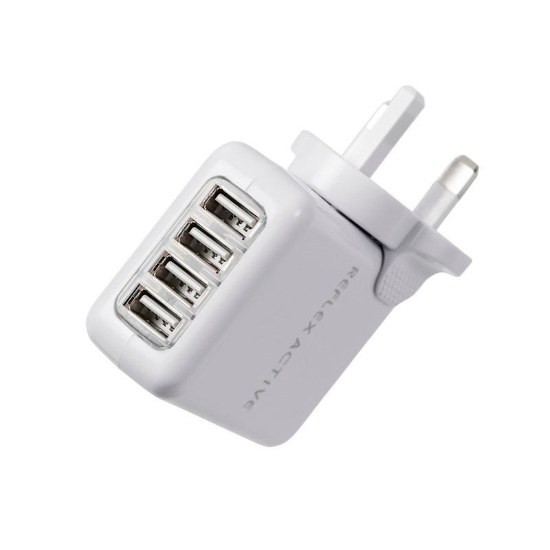 Reflex Active Multi 4 Port USB Power Plug UK/EU/US/ASIA