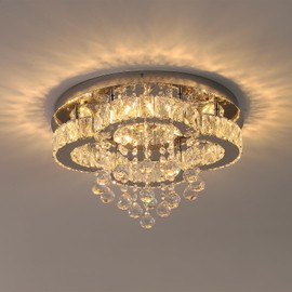 Vinilky Crystal LED Ceiling Light Chandelier, Modern Flush Mount Lighting Fixture Ceiling Lamp for Living Room, Dining Room, Bedroom, Kitchen Island, Entryway