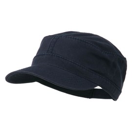 Garment Washed Heavy Stitching Army Cap - Navy OSFM
