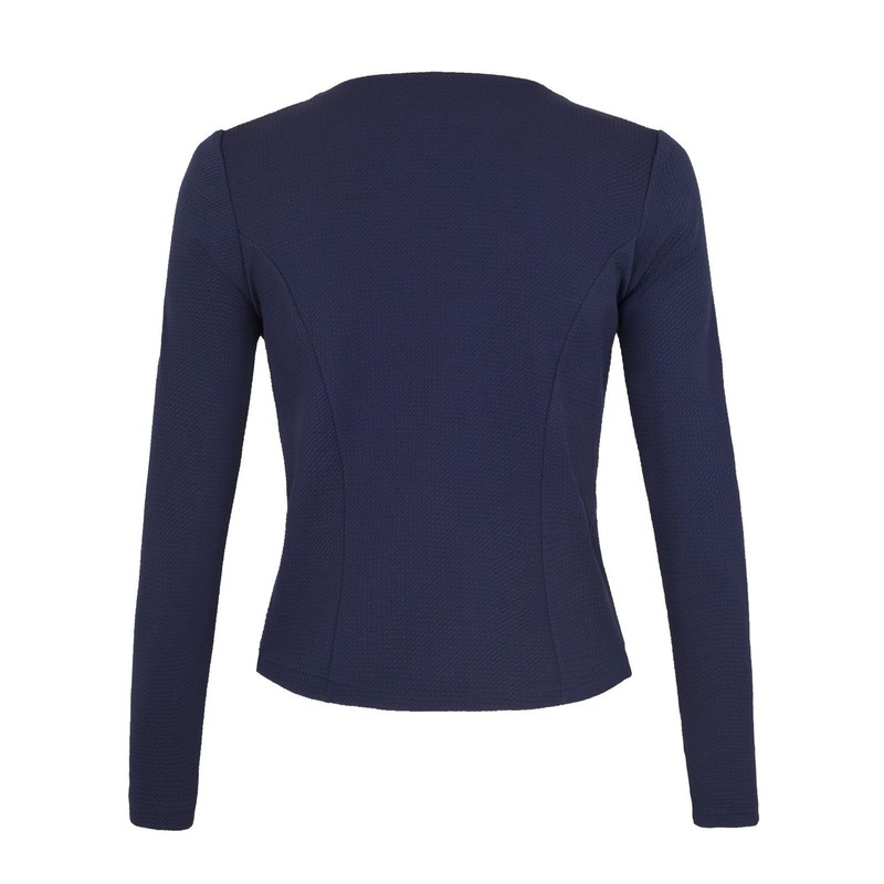 Women's Blazer with Pockets (382) (A-11) - dark blue Plain,