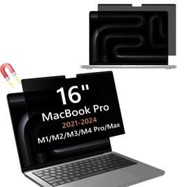 Hinnwer Magnetic Privacy Filter for MacBook Pro 16 Inch 2021-2024 (M4/M3/M2/M1 Chip), Anti-Fingerprint, PET Screen Protector, Removable Anti Blue Light Anti-Glare Laptop Privacy Film