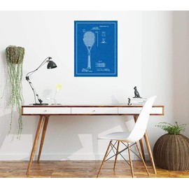 Tennis Racket Patent Print Blueprint with Border (24" x 36") M12026