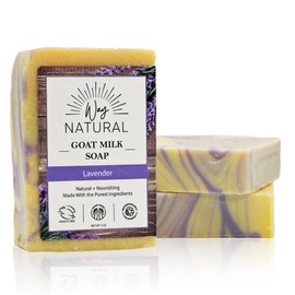 Way Natural French Lavender Soap Bars (3 Pack) - Goat Milk Soap for Men & Women - Natural, Handmade w/Real Milk - Dry Skin, Hands/Body - Premium, Gentle, No Dyes - (Large, 5oz)