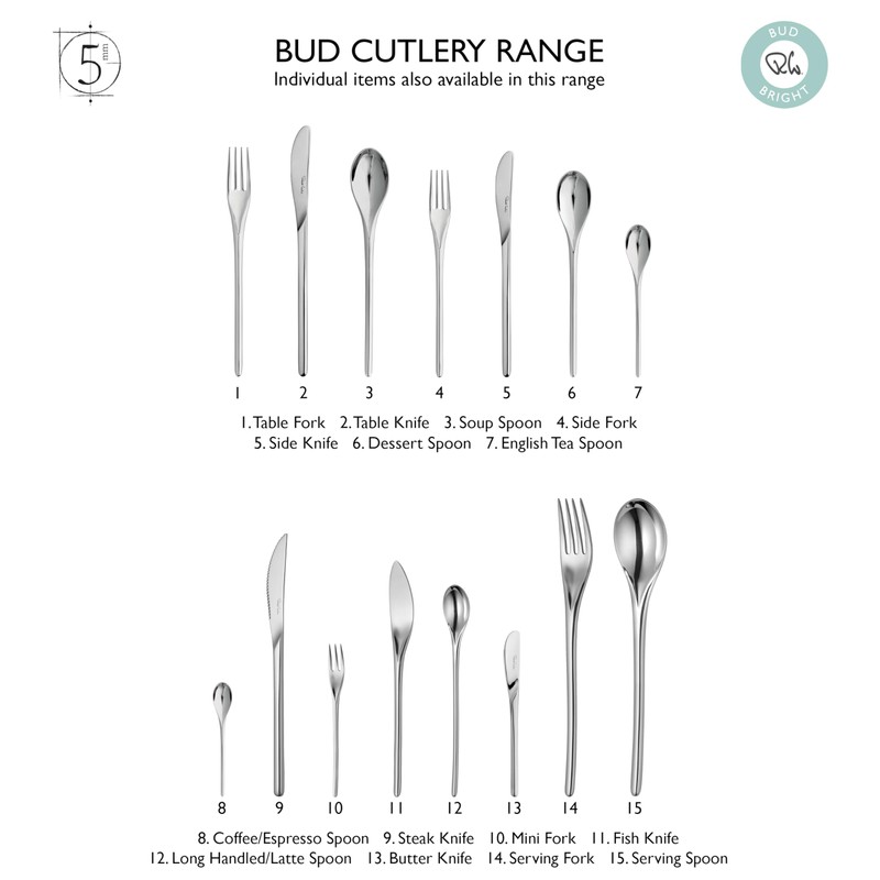 Robert Welch Bud Bright Cutlery Coffee/Espresso Spoon, Set of 8.