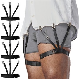 STAY GENT Mens Shirt Stays for Police, 4Pcs Shirt Garter Shirt Tucked In Anti-slip Locking Clamps to Keep In, 2 Pairs Shirt Tucker Adjustable Elastic Shirt Holder for Military, Business, Daily Wear