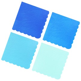 120PCS Dusty Blue Cocktail Party Napkins,Gradient Blue Scalloped Beverage Dessert Paper Napkin for Birthday Wedding