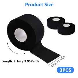 3 Rollen Sporttape Schwarz, 3,8cmx9.1m Tapeverband, Fussball Tape, Reißbar, Tapeverband Fingertape, Tape Sport Schwarz, Hypoallergenes Tapes, Klebebänder für Fußball, Volleyball, Klettern, Sportarten