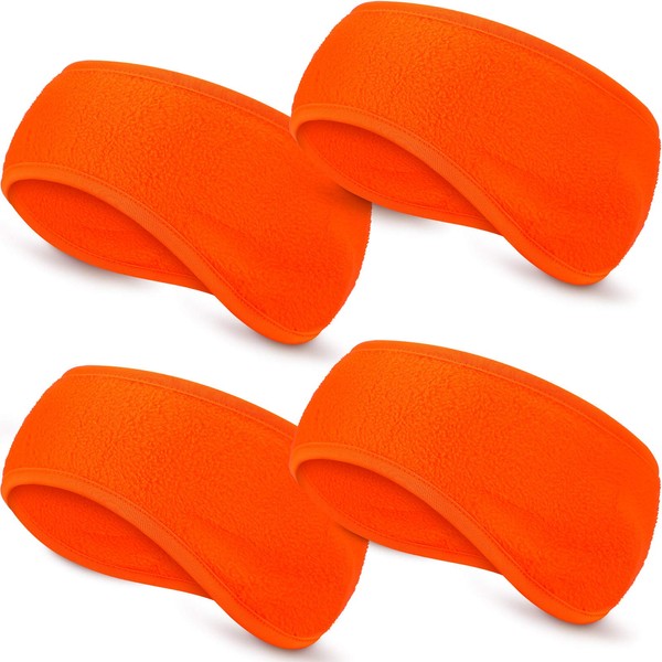 WILLBOND 4 Pieces Ear Warmer Headband Winter Running Headband Fleece Earband for Girls Women Men (Orange)