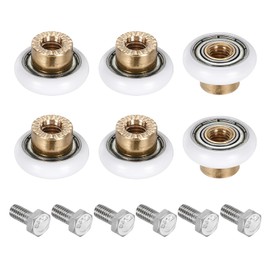 MECCANIXITY Shower Door Rollers Wheels, 20mm Diameter Bathroom Glass Shower Door Replacement Parts Runner Sliding Roller for Bathroom Glass Doors Kitchen Drawers, (White, Pack of 6)