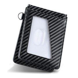 MORFFEYIA Men's Pass Case, Double-sided, Commuter Pass Holder, Bifold Butterfly IC Card Case, Large Capacity, Thin, Storage, License, Commuting to Work or School (Black (Carbon)), black (carbon)