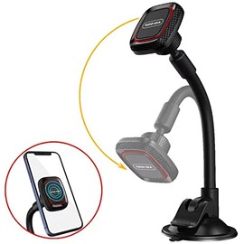 VEN-DENS Magnetic Phone Car Mount - Windshield Phone Holder for Car with Long Arm, Suction Cup, & Super Strong Magnet Compatible with Motorola Moto E40 / Moto E30 / Moto E20 etc