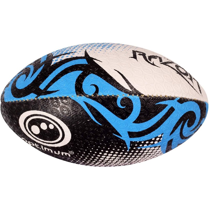 Optimum Razor Rugby Ball, Black/Blue, Size 5