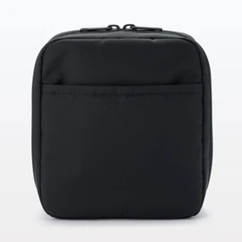 Muji 83458270 Nylon Makeup Pouch, Black, Approx. 6.3 x 5.5 x 2.4 inches (16 x 14 x 6 cm)