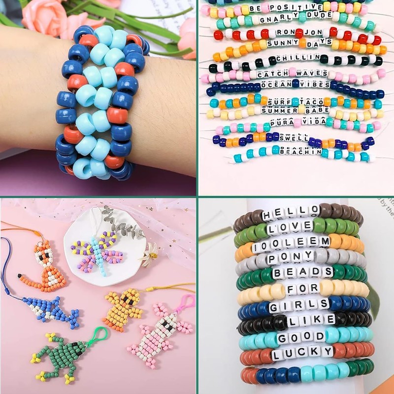 800PCS Yellow Pony Beads, Bluk Styles 6x9mm Pony Beads for