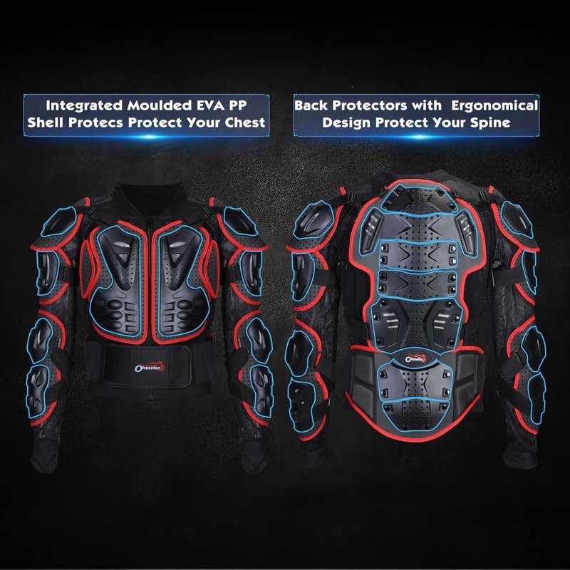 OHMOTOR Motorbike Protective Armour Chest Back Spine Armor Protector Motocross