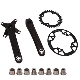 Bike Crankset Mountain Bike Crank Arm Set with 34T Positive Negative Teeth 32‑34T Guard Chainset