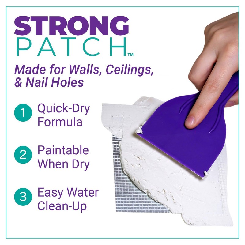 StrongPatch Drywall Repair Kit with Spackling, Adhesive Metal Patch, Spackling