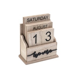 LXFNDZW Vintage Wood Perpetual Flip Calendar with Cute Blocks for Desk - Office, Home Decor, Week Month Day Display
