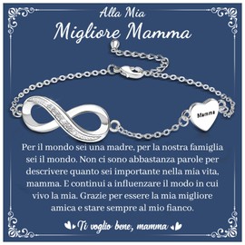 CheersLife Mother's Day Gift Jewellery, Infinity Women's Bracelet Silver, Birthday, Christmas, Mother's Day Gift for Mum, Mother from Daughter, Son, Best Mum Bracelet Gift IT