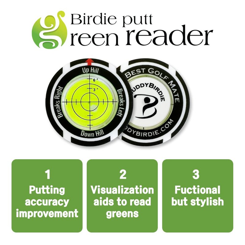BUDDYBIRDIE Birdie Putt Green Reader | Poker Chip Style Ball