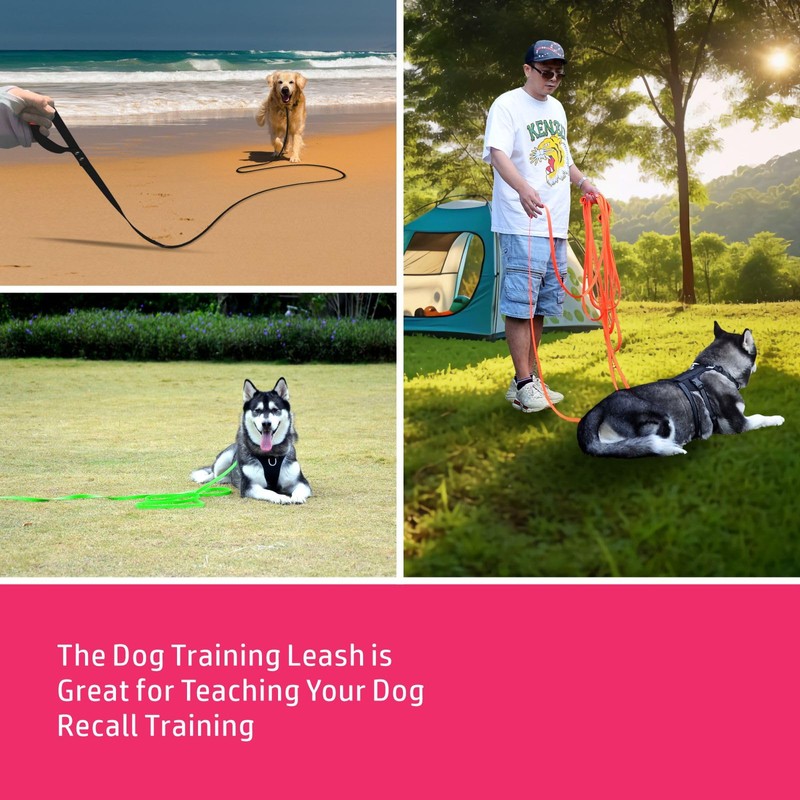 Easy to Clean Waterproof Long Dog Leash, Heavy Duty Recall